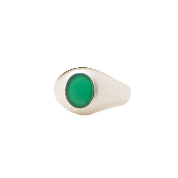 Anello in argento 925 "Linea Fascione Svasato Liscio" con pietra onice verde