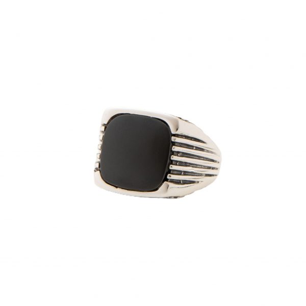 Anello in argento 925 "Linea design" con pietra onice nero