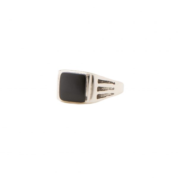 Anello in argento 925 "Linea design" con pietra onice nero