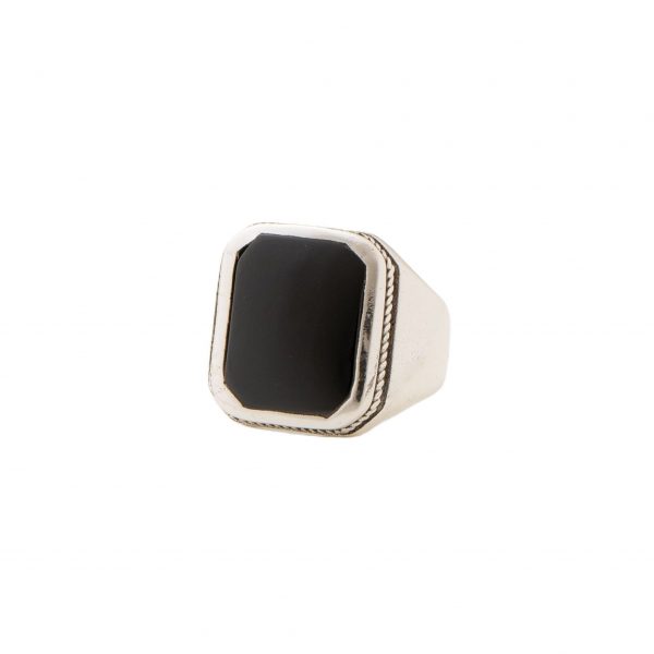 Anello in argento 925 "Linea design" con pietra onice nero